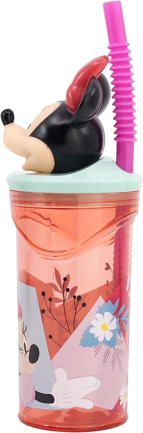 Bicchiere con Cannuccia Minnie DISNEY Personaggio 3d Bpa Free 360 Ml - 74466