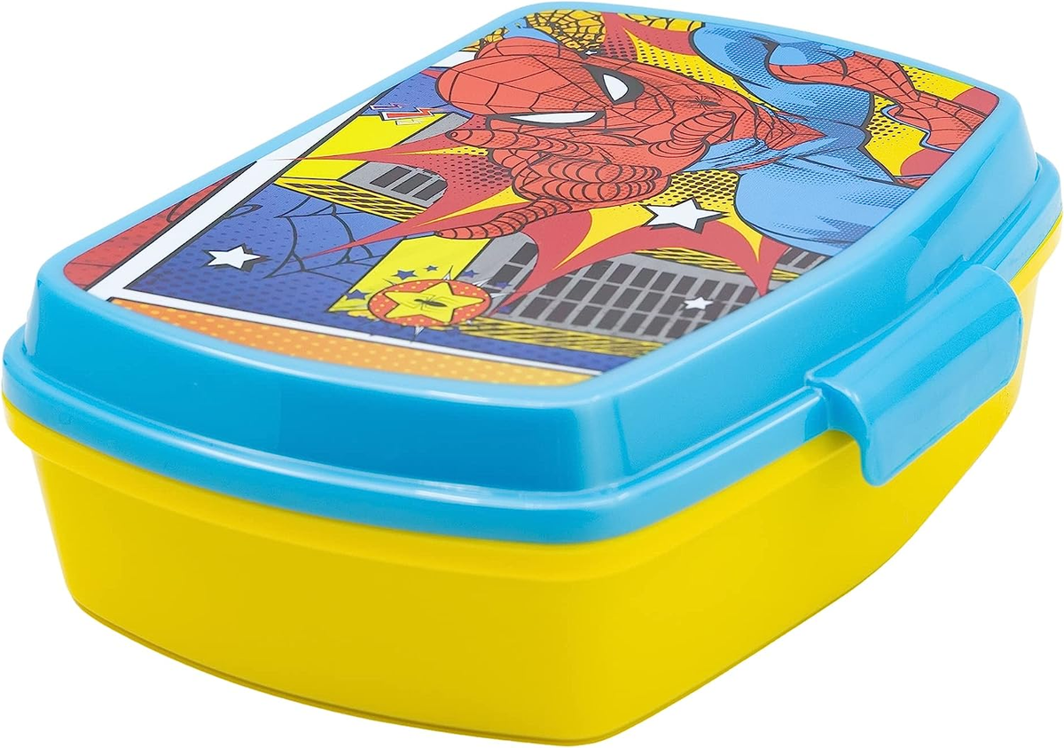 Set Bicchiere con Cannuccia e Portamerenda Spiderman MARVEL 2 Pezzi in Plastica Riutilizzabile Bpa Free