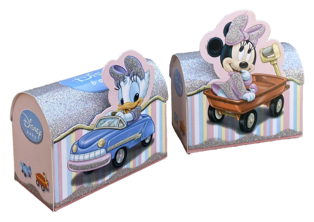 Bomboniera Astuccio Baule Minnie Paperina Baby DISNEY Scatolina Portaconfetti Kit 10 Pezzi Senza Confetti