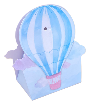 Bomboniera Astuccio Mongolfiera Celeste Kit 10 Pezzi Scatoline Senza Confetti Cerimonie