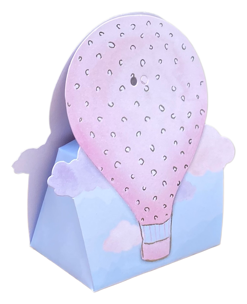 Bomboniera Astuccio Mongolfiera Rosa Kit 10 Pezzi Scatoline Senza Confetti Cerimonie