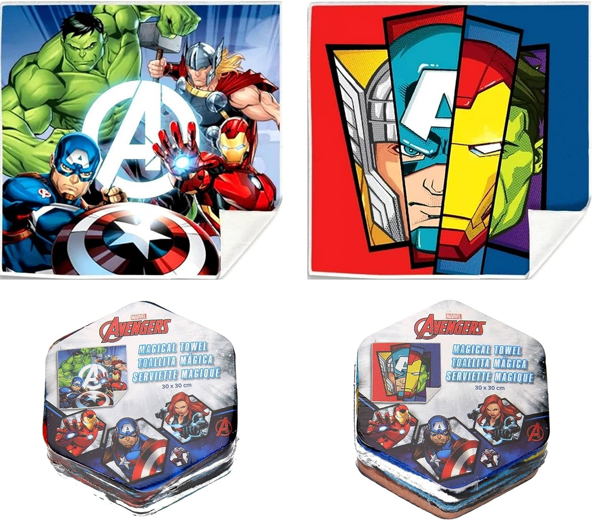 Set Tovagliette 2 Pezzi Avengers MARVEL Asciugamano Magiche in Tessuto Cm. 30x30 - Mv15744