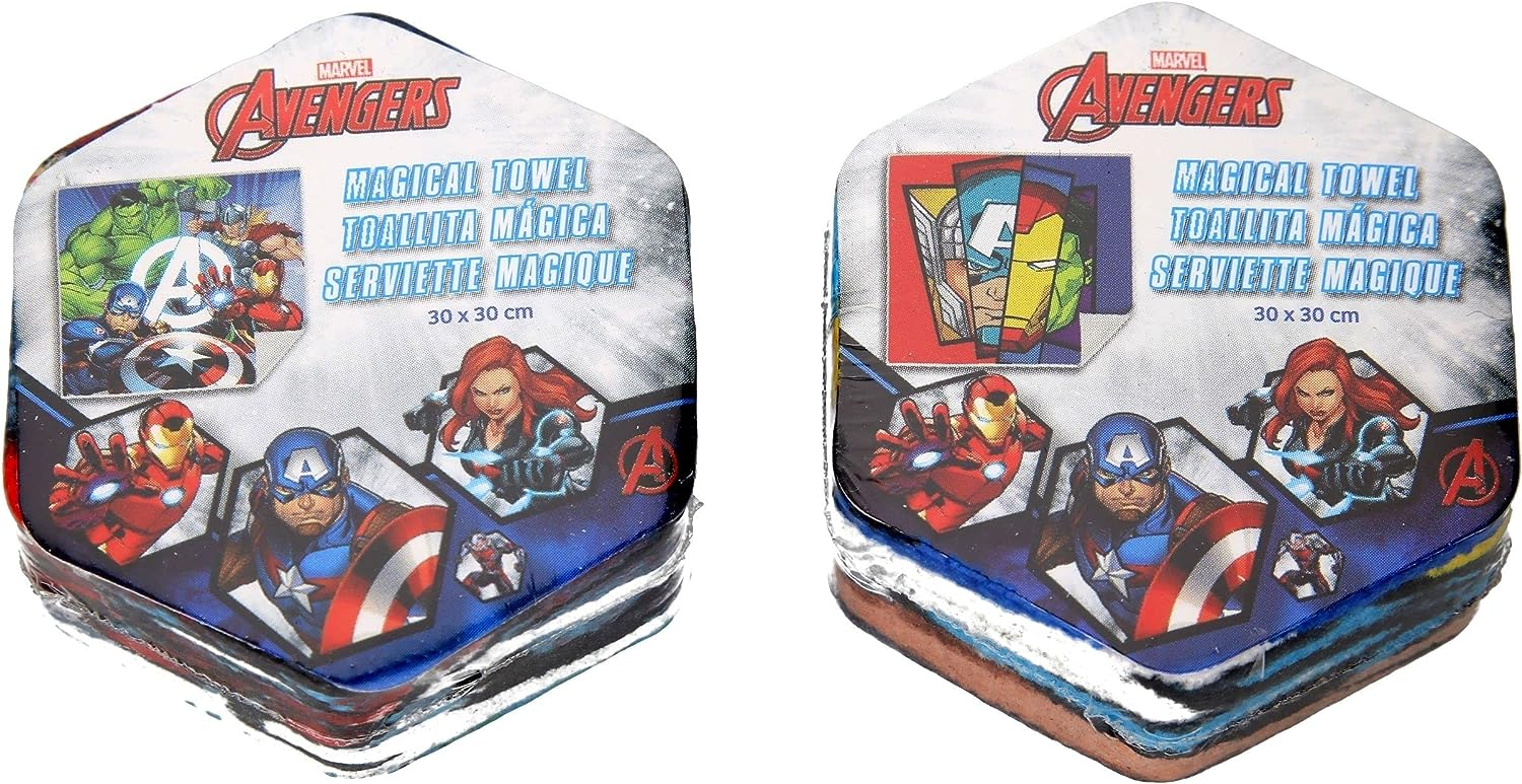 Set Tovagliette 2 Pezzi Avengers MARVEL Asciugamano Magiche in Tessuto Cm. 30x30 - Mv15744