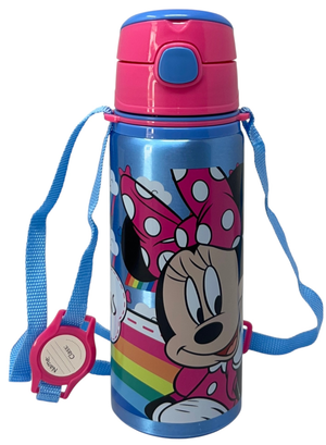 Borraccia in Alluminio con Cannuccia Minnie Mouse DISNEY 600 Ml Apertura Automatica - Mn30015