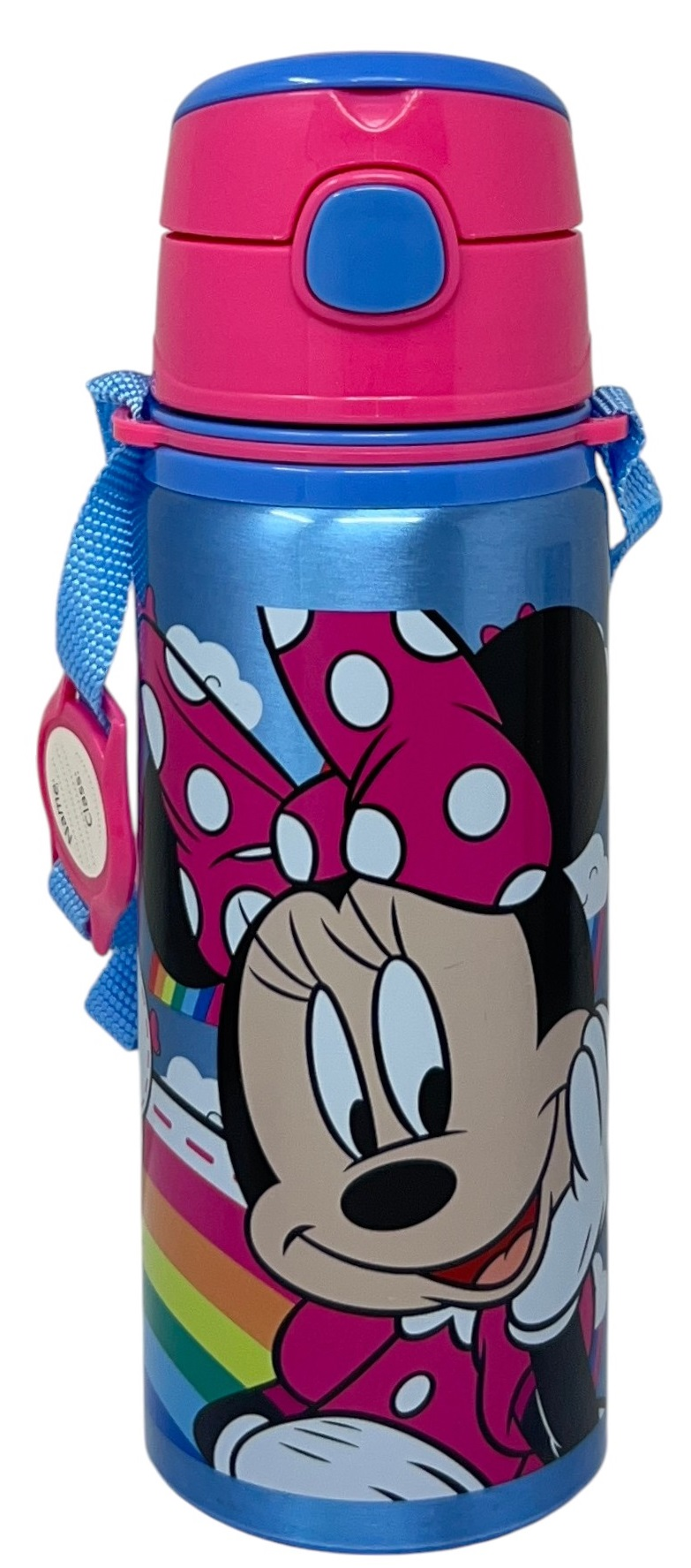 Borraccia in Alluminio con Cannuccia Minnie Mouse DISNEY 600 Ml Apertura Automatica - Mn30015