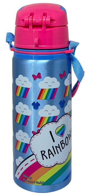 Borraccia in Alluminio con Cannuccia Minnie Mouse DISNEY 600 Ml Apertura Automatica - Mn30015