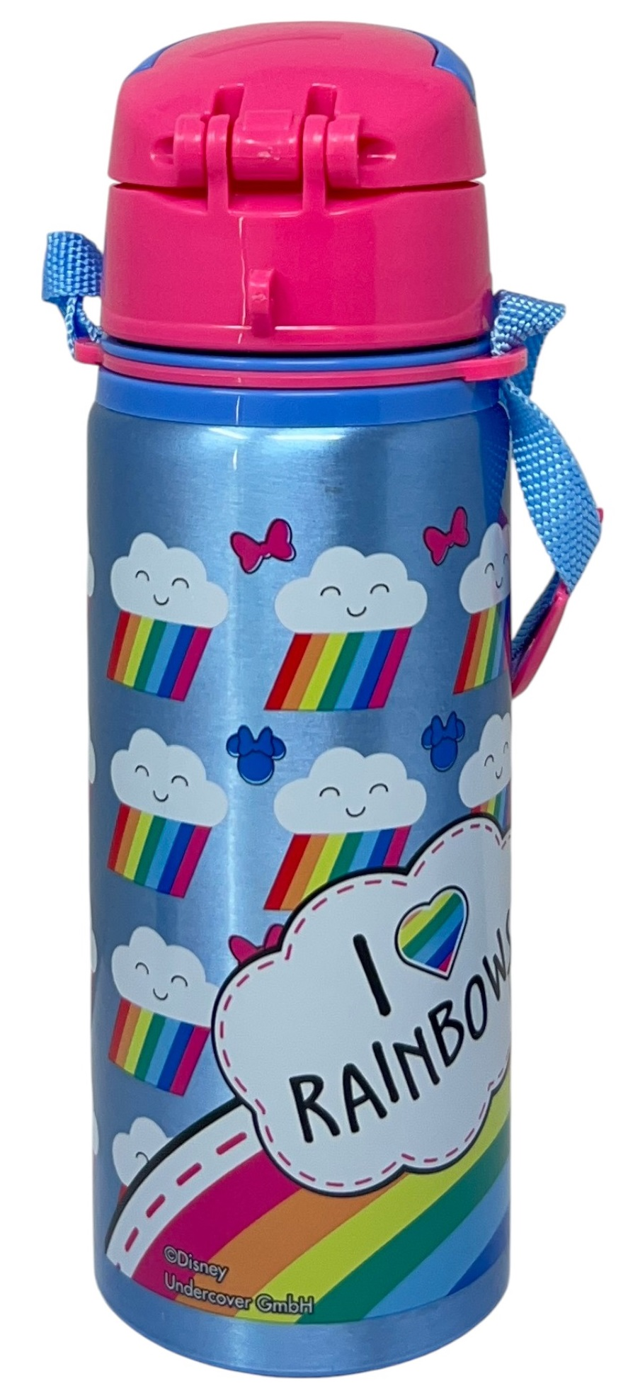 Borraccia in Alluminio con Cannuccia Minnie Mouse DISNEY 600 Ml Apertura Automatica - Mn30015