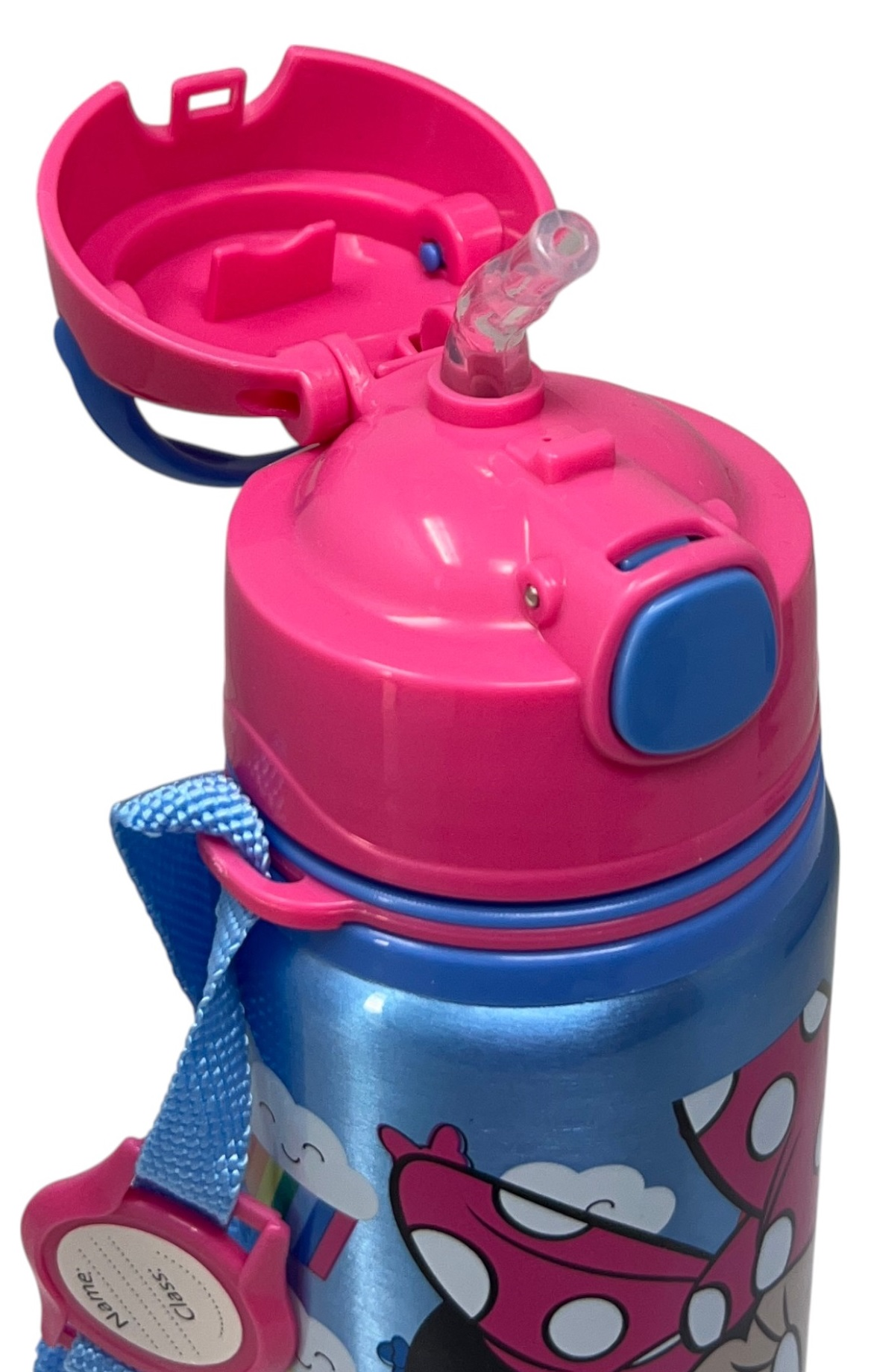 Borraccia in Alluminio con Cannuccia Minnie Mouse DISNEY 600 Ml Apertura Automatica - Mn30015