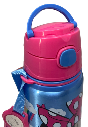 Borraccia in Alluminio con Cannuccia Minnie Mouse DISNEY 600 Ml Apertura Automatica - Mn30015