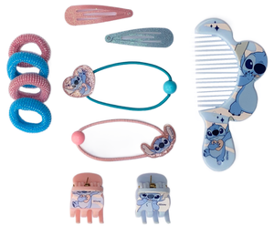 Set Accessori Capelli Stitch DISNEY 11 Pezzi con Borsetta a Forma di Cuore - D06614mc