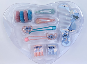 Set Accessori Capelli Stitch DISNEY 11 Pezzi con Borsetta a Forma di Cuore - D06614mc
