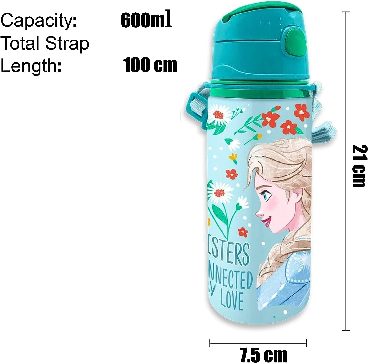 Borraccia in Alluminio con Cannuccia Frozen DISNEY 600 Ml Apertura Automatica - Fr50013