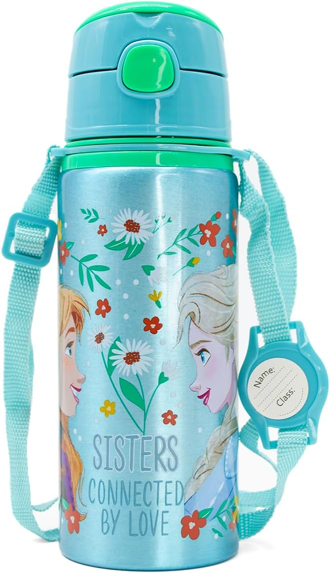 Borraccia in Alluminio con Cannuccia Frozen DISNEY 600 Ml Apertura Automatica - Fr50013
