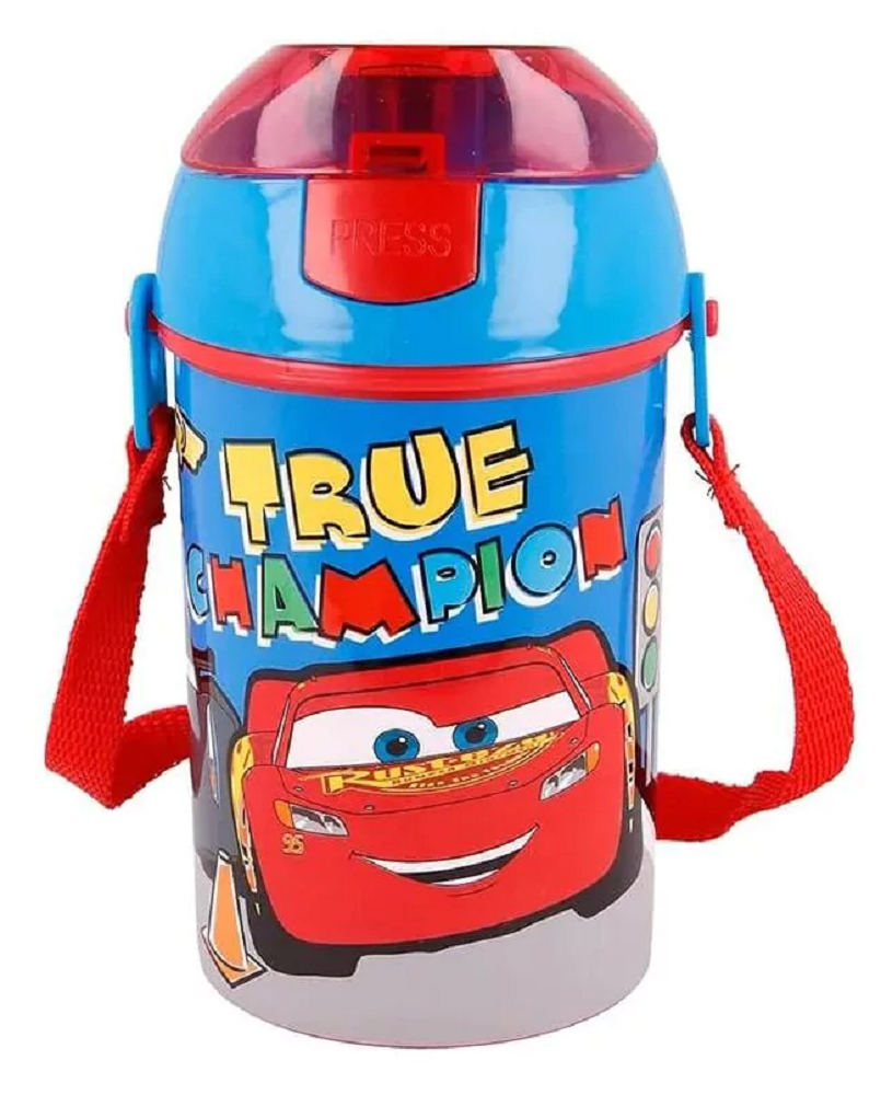Borraccia Pop-Up Cars DISNEY Bottiglia in Plastica Riutilizzabile con Tracolla 450 Ml - St51569
