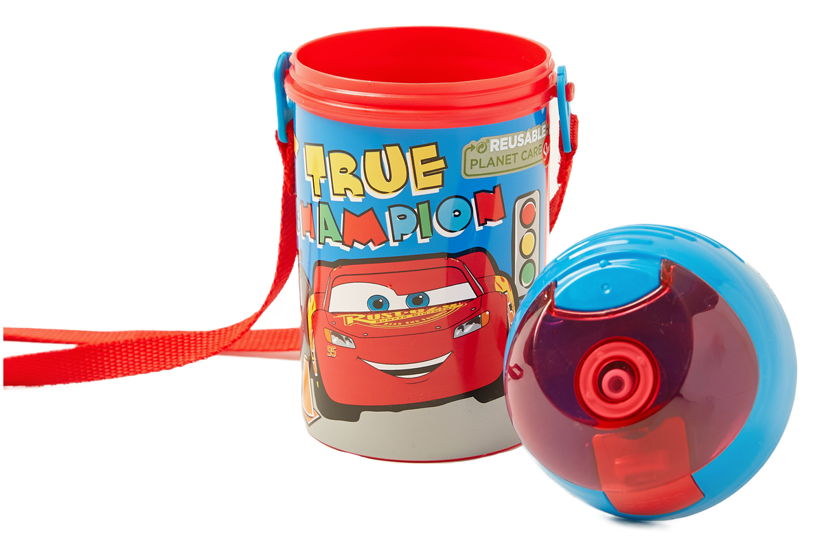 Borraccia Pop-Up Cars DISNEY Bottiglia in Plastica Riutilizzabile con Tracolla 450 Ml - St51569
