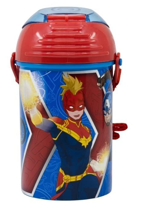 Borraccia Pop-Up Avengers MARVEL Bottiglia in Plastica Riutilizzabile con Tracolla 450 Ml - St74169