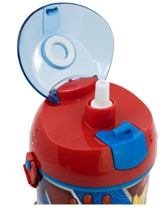 Borraccia Pop-Up Avengers MARVEL Bottiglia in Plastica Riutilizzabile con Tracolla 450 Ml - St74169