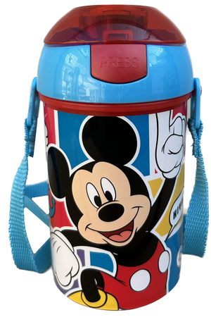Borraccia Pop-Up Topolino DISNEY Bottiglia in Plastica Riutilizzabile con Tracolla 450 Ml - St74369