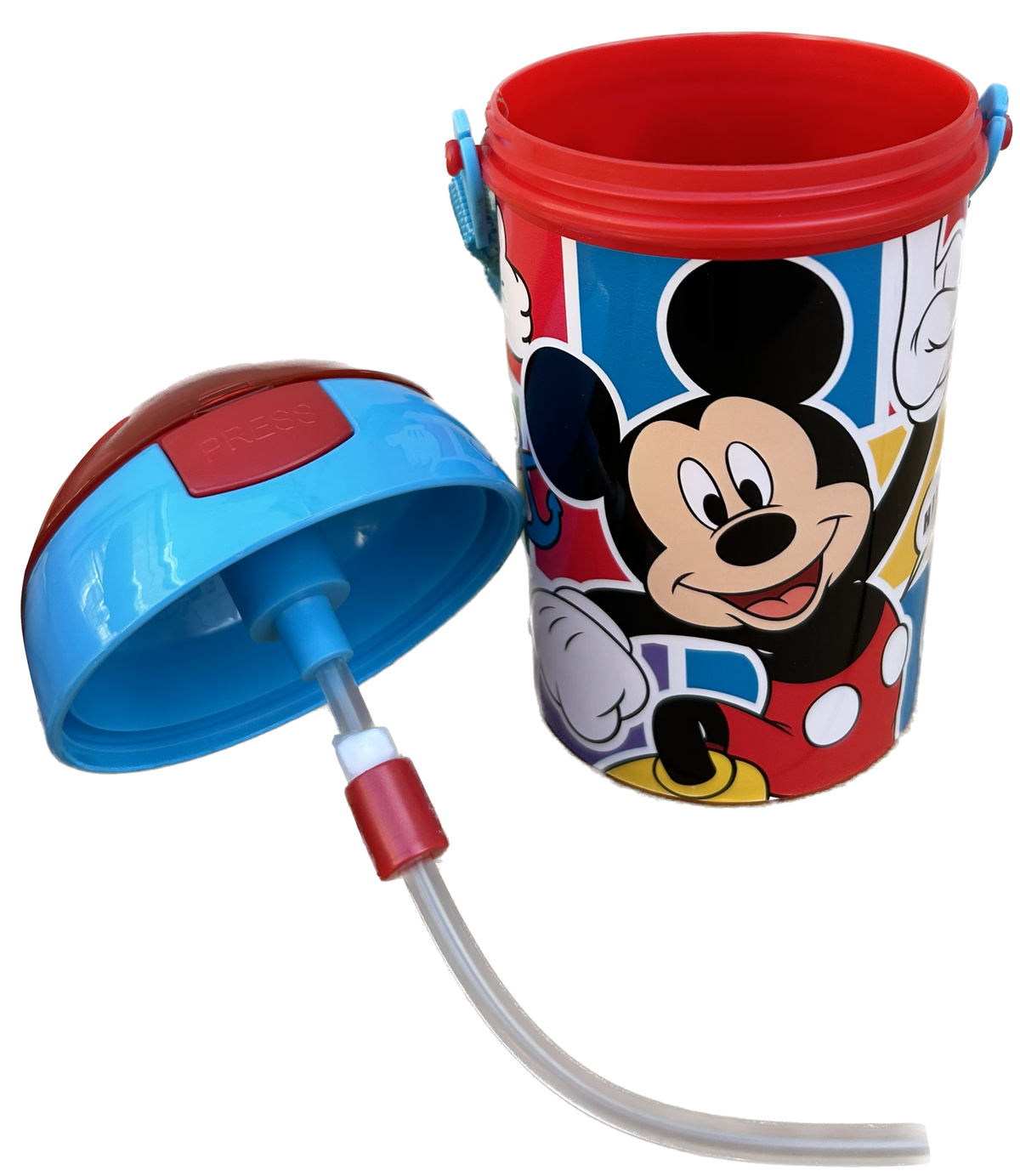 Borraccia Pop-Up Topolino DISNEY Bottiglia in Plastica Riutilizzabile con Tracolla 450 Ml - St74369
