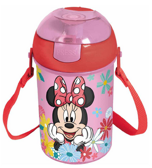 Borraccia Pop-Up Minnie DISNEY Bottiglia in Plastica Riutilizzabile con Tracolla 450 Ml - St74469