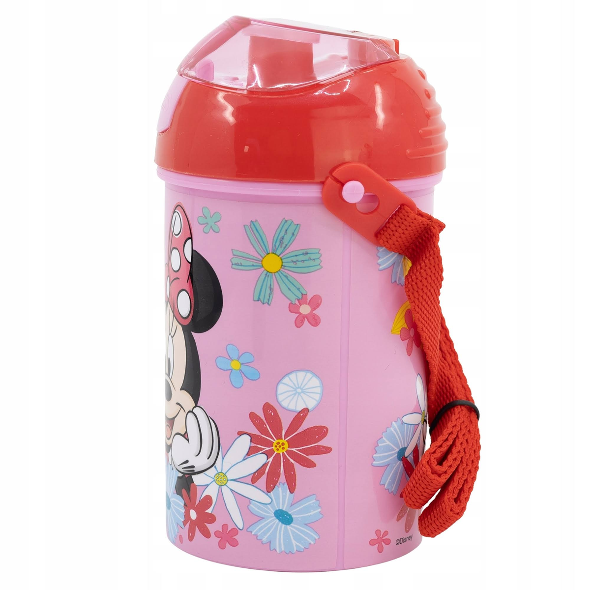 Borraccia Pop-Up Minnie DISNEY Bottiglia in Plastica Riutilizzabile con Tracolla 450 Ml - St74469