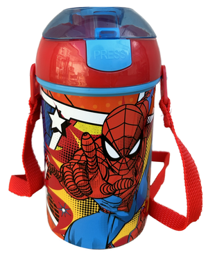 Borraccia Pop-Up Spiderman MARVEL Bottiglia in Plastica Riutilizzabile con Tracolla 450 Ml - St74769
