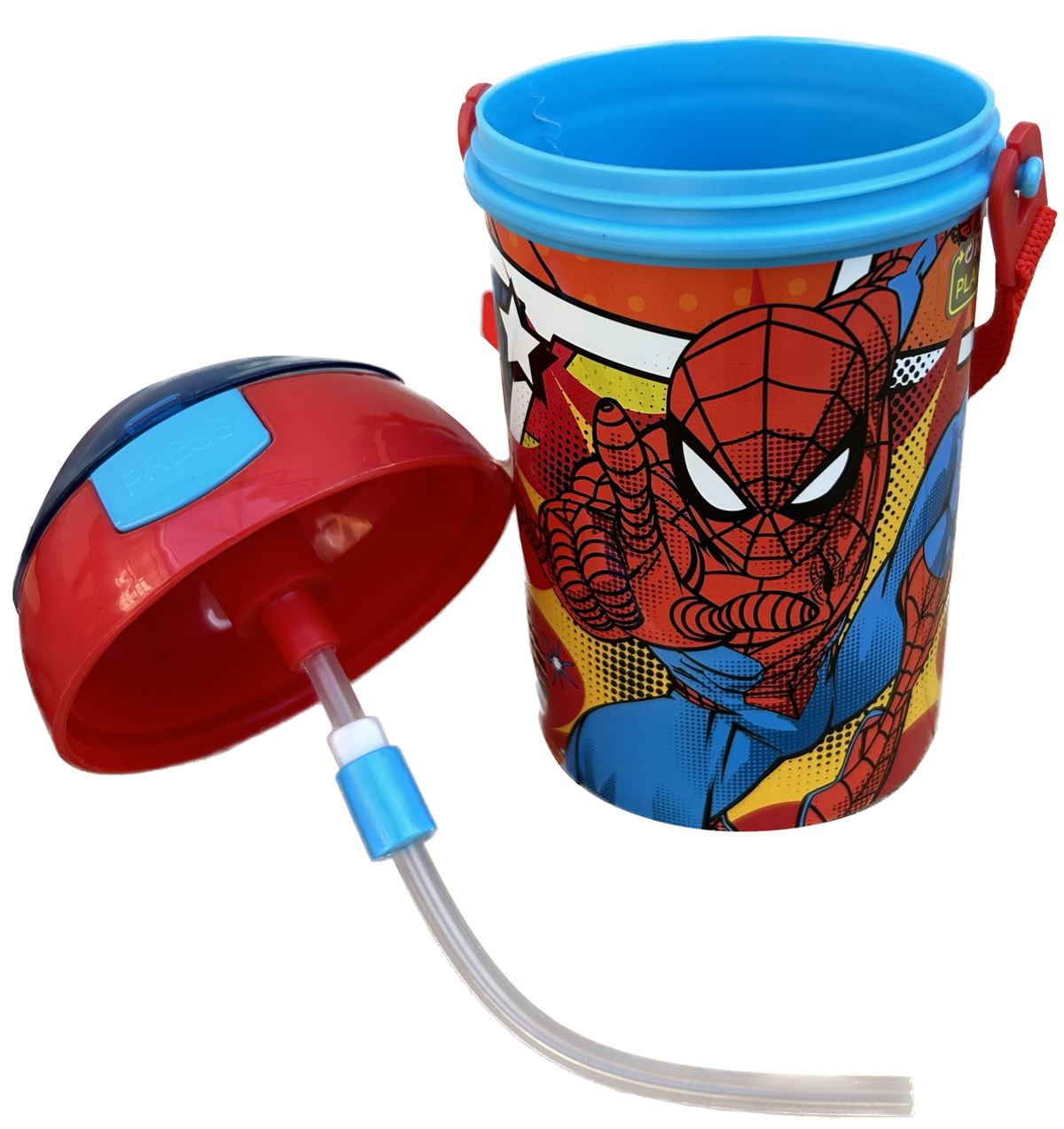 Borraccia Pop-Up Spiderman MARVEL Bottiglia in Plastica Riutilizzabile con Tracolla 450 Ml - St74769
