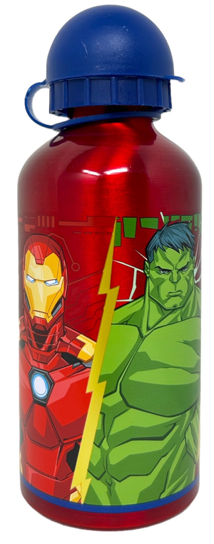 Set Borraccia in Alluminio e Portamerenda con Posate Avengers MARVEL 2 Pezzi Bpa Free