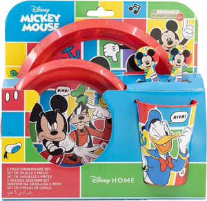 Set Pappa 5 Pezzi Topolino DISNEY Piatti Bicchiere Posate Confezione Regalo - St74315