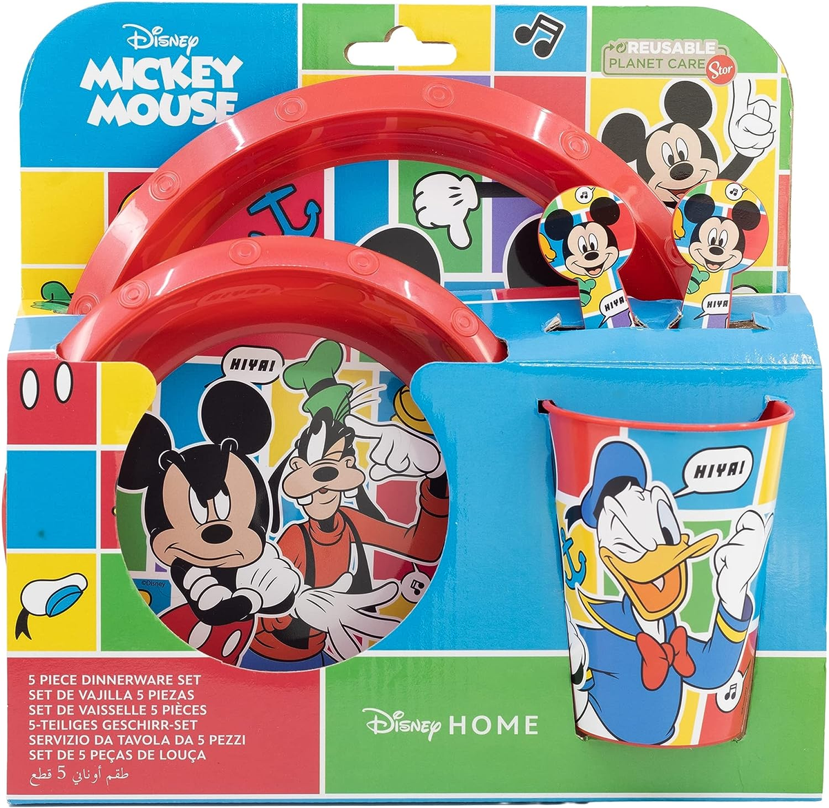 Set Pappa 5 Pezzi Topolino DISNEY Piatti Bicchiere Posate Confezione Regalo - St74315