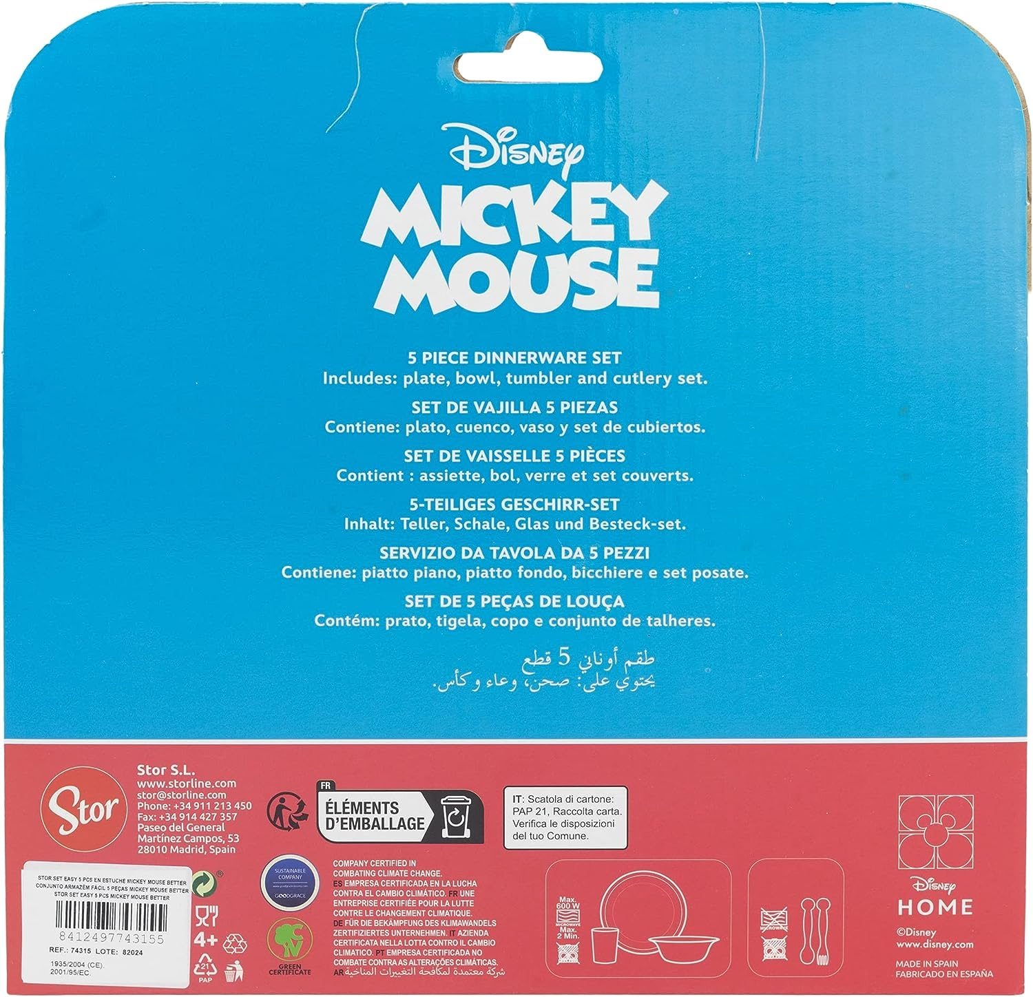 Set Pappa 5 Pezzi Topolino DISNEY Piatti Bicchiere Posate Confezione Regalo - St74315