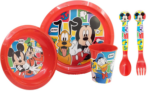 Set Pappa 5 Pezzi Topolino DISNEY Piatti Bicchiere Posate Confezione Regalo - St74315