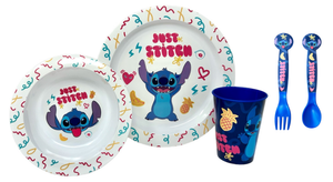 Set Pappa 5 Pezzi Stitch DISNEY Piatti Bicchiere Posate Confezione Regalo - St75050