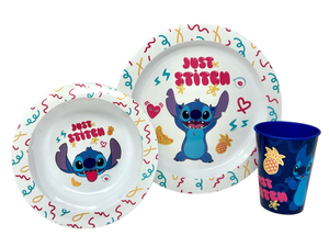 Set Pappa 5 Pezzi Stitch DISNEY Piatti Bicchiere Posate Confezione Regalo - St75050