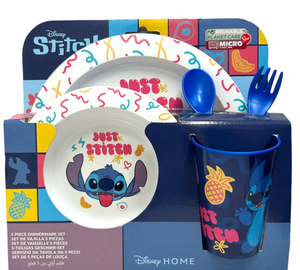 Set Pappa 5 Pezzi Stitch DISNEY Piatti Bicchiere Posate Confezione Regalo - St75050