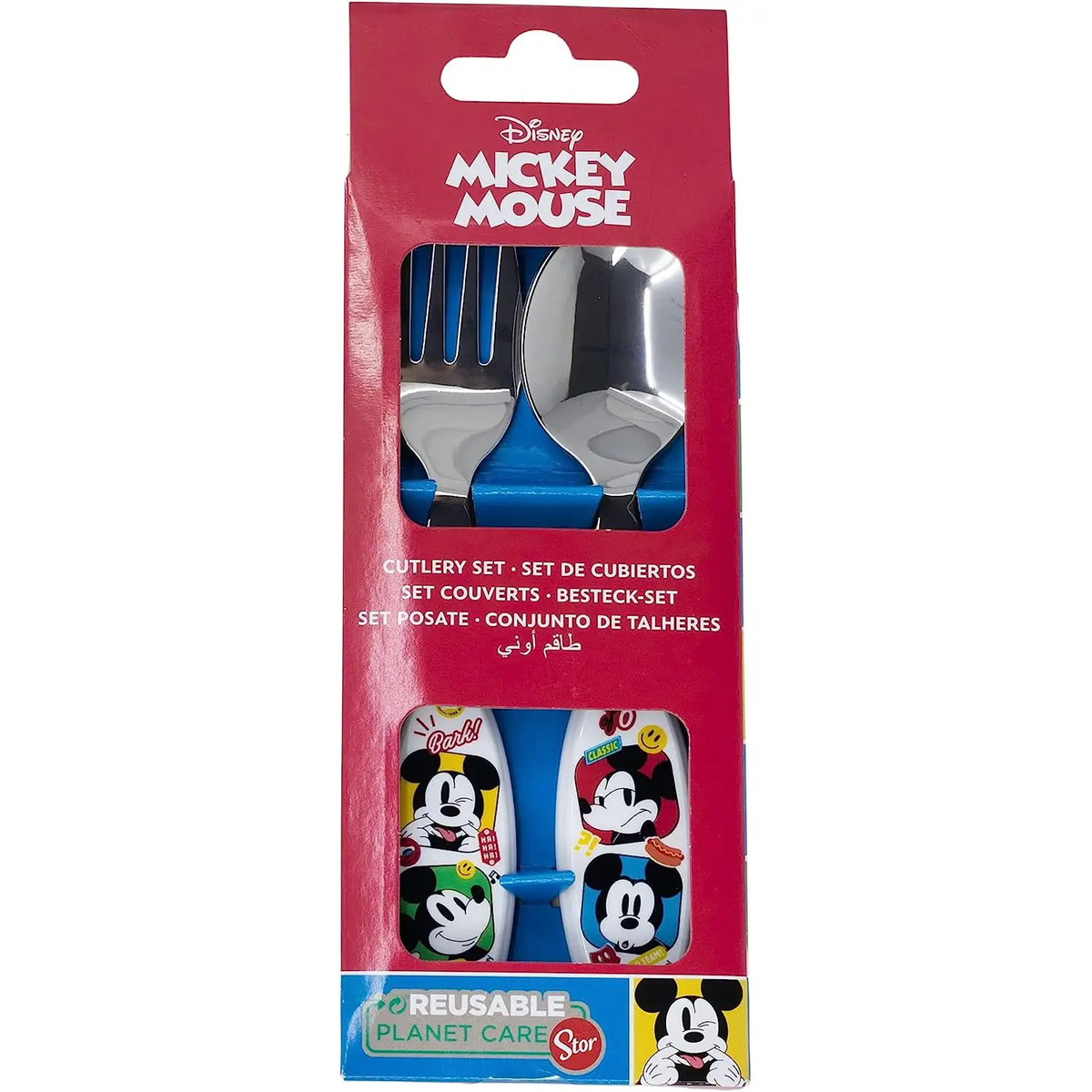Posate Mickey Mouse DISNEY Topolino Forchetta e Cucchiaio in Acciaio Inossidabile Atossico - St74318