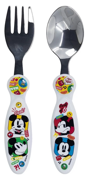 Posate Mickey Mouse DISNEY Topolino Forchetta e Cucchiaio in Acciaio Inossidabile Atossico - St74318