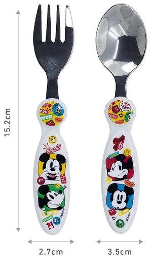 Posate Mickey Mouse DISNEY Topolino Forchetta e Cucchiaio in Acciaio Inossidabile Atossico - St74318