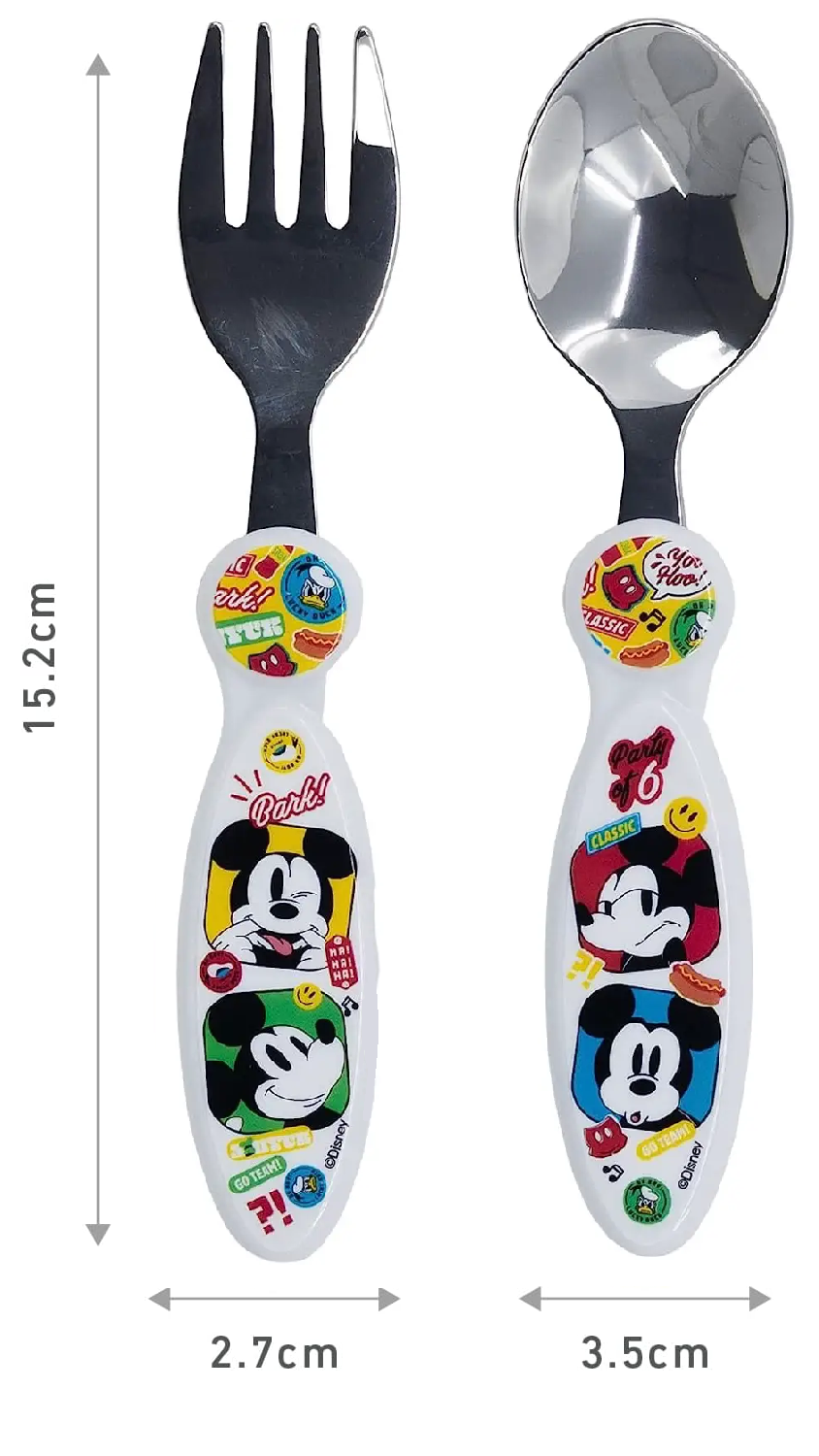Posate Mickey Mouse DISNEY Topolino Forchetta e Cucchiaio in Acciaio Inossidabile Atossico - St74318