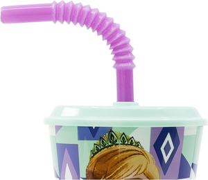 Set Bicchiere con Cannuccia e Portamerenda Frozen DISNEY 2 Pezzi in Plastica Riutilizzabile Bpa Free