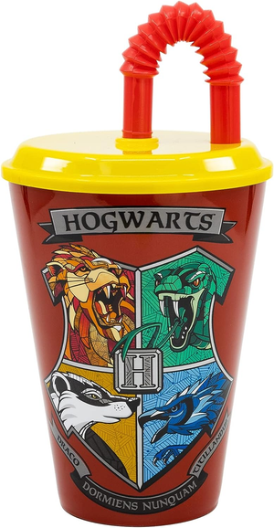 Set Bicchiere con Cannuccia e Portamerenda Harry Potter 2 Pezzi in Plastica Riutilizzabile Bpa Free