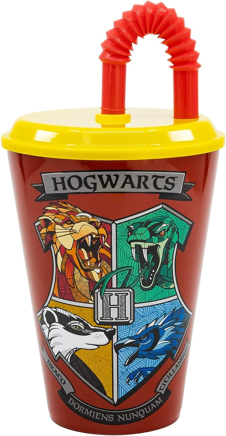 Set Bicchiere con Cannuccia e Portamerenda Harry Potter 2 Pezzi in Plastica Riutilizzabile Bpa Free