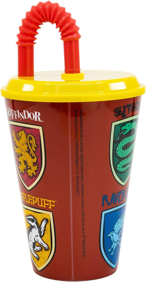 Set Bicchiere con Cannuccia e Portamerenda Harry Potter 2 Pezzi in Plastica Riutilizzabile Bpa Free