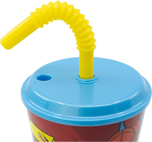 Bicchiere con Cannuccia Spiderman MARVEL in Plastica Riutilizzabile Semirigida Ml.430 - St74730