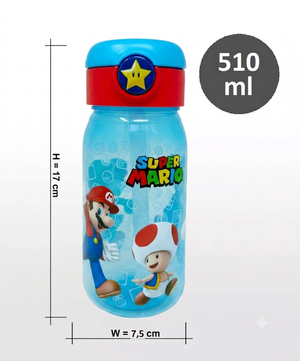 Borraccia Pop-Up Super Mario Bottiglia in Plastica Riutilizzabile 510 Ml - 78830