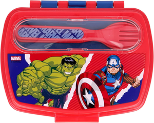 Portamerenda con Posate Avengers MARVEL Forchetta e Cucchiaio Contenitore Portapranzo - St57709