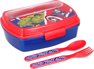 Portamerenda con Posate Avengers MARVEL Forchetta e Cucchiaio Contenitore Portapranzo - St57709