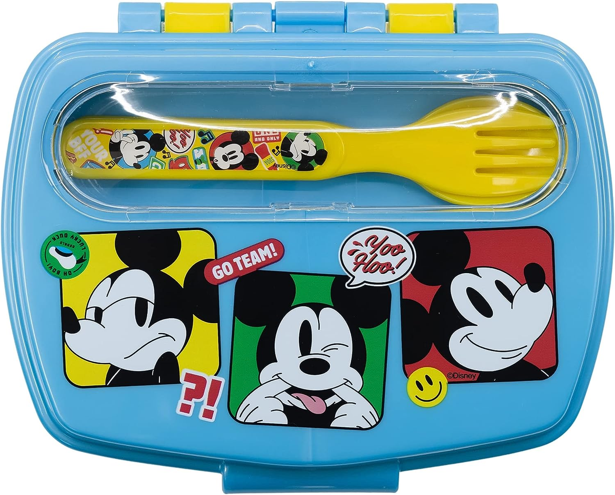 Portamerenda con Posate Topolino DISNEY Forchetta e Cucchiaio Contenitore Portapranzo - St74309