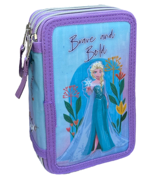 Astuccio Scuola 3d Frozen DISNEY Multiscomparto 3 Zip Portacolori Pennarelli Giotto - Fr0832