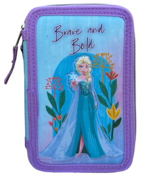 Astuccio Scuola 3d Frozen DISNEY Multiscomparto 3 Zip Portacolori Pennarelli Giotto - Fr0832